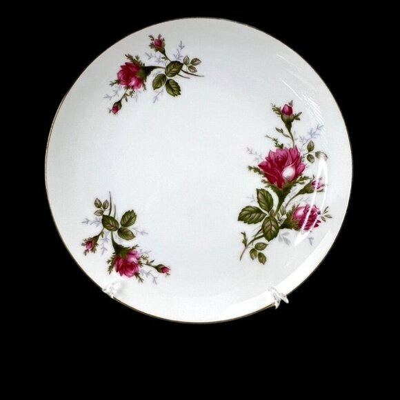 Sango Moss Rose Fine China Set of 4 Salad Plates White Pink Roses 7.5" Japan - Picture 3 of 7